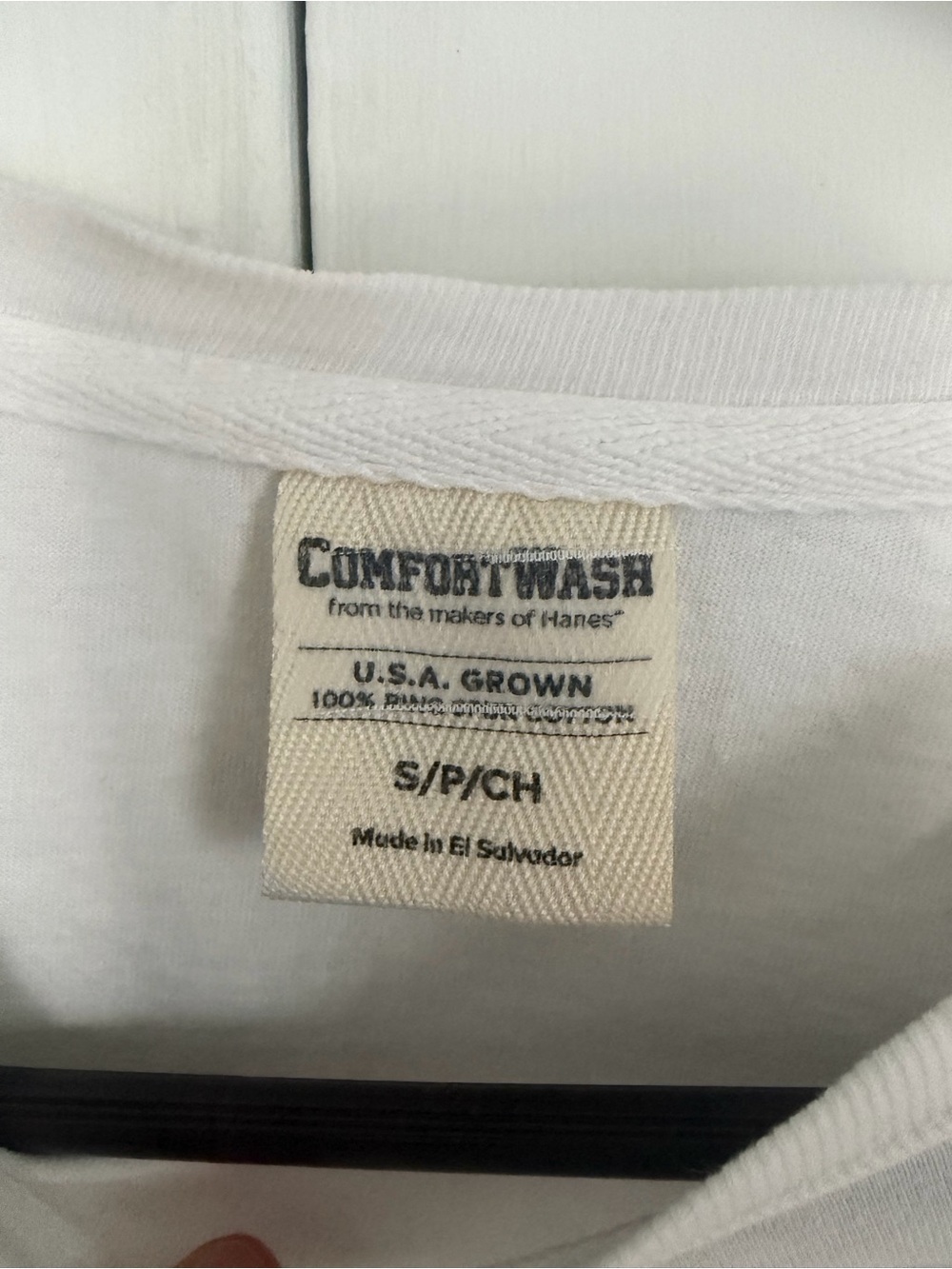Hanes White ComfortWash T-Shirt with Cream Tag - Picture 4 of 6